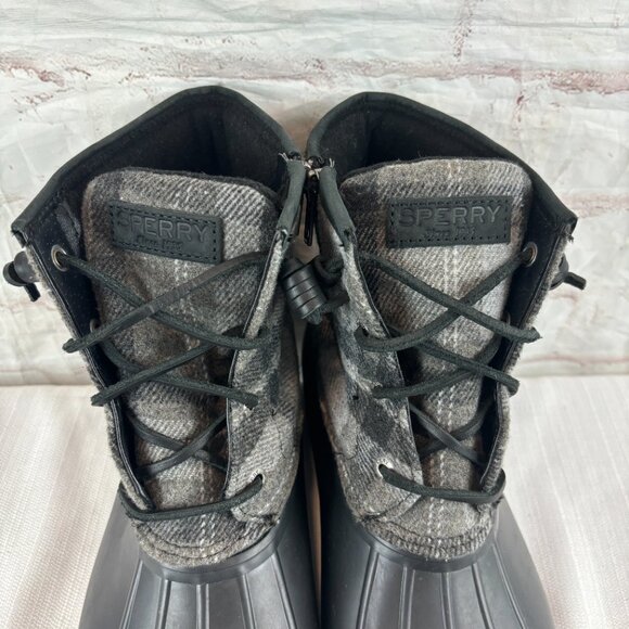 Sperry Women's 9.5 Charcoal Saltwater Wool Plaid Waterproof Duck Boots - Picture 6 of 13